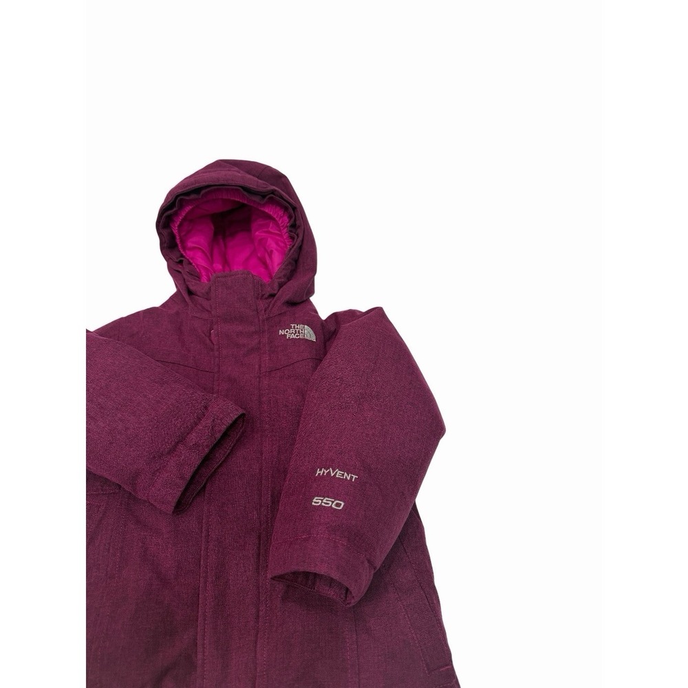 The North Face Greenland Down 550 Girl Winter Warm Jacket Side 3T Purple Hooded
